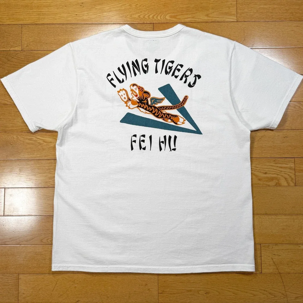The Real McCoy's Flying Tigers‎ Graphic T Shirt White Size 42 Men's